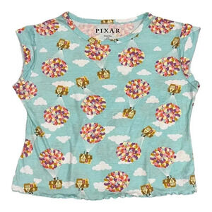 Pixar Blue Up Movie Balloon Print Tee L